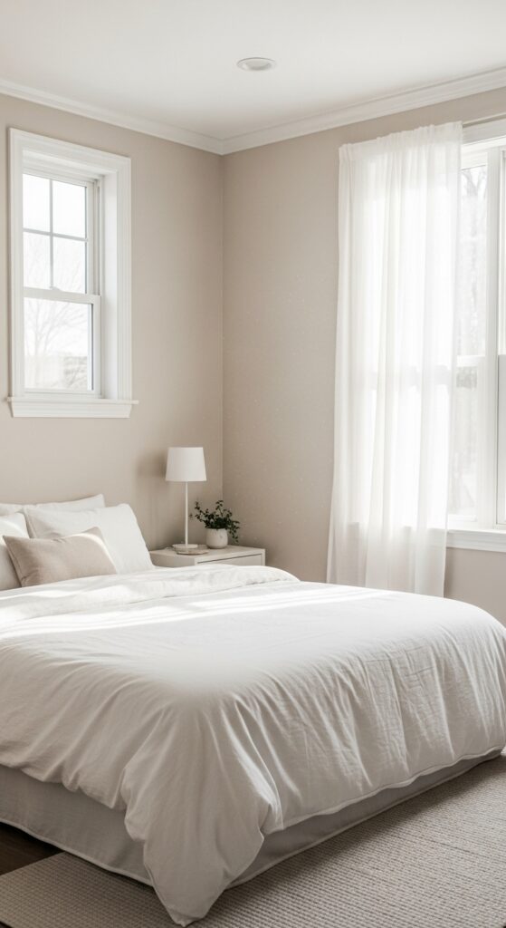 25 Modern Beige Bedroom Ideas for a Warm and Sophisticated Look 5 Beige and White Bedroom With Soft Contrast