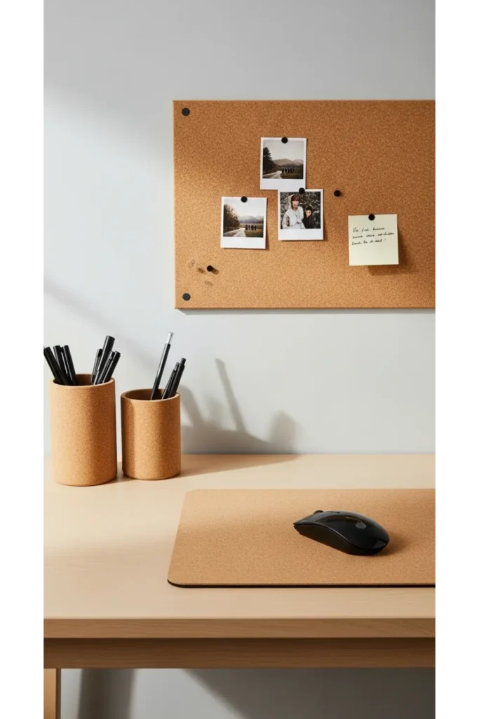 22 Minimalist Office Decor with Texture on a Budget 12 Cork Desk Accessories for Texture