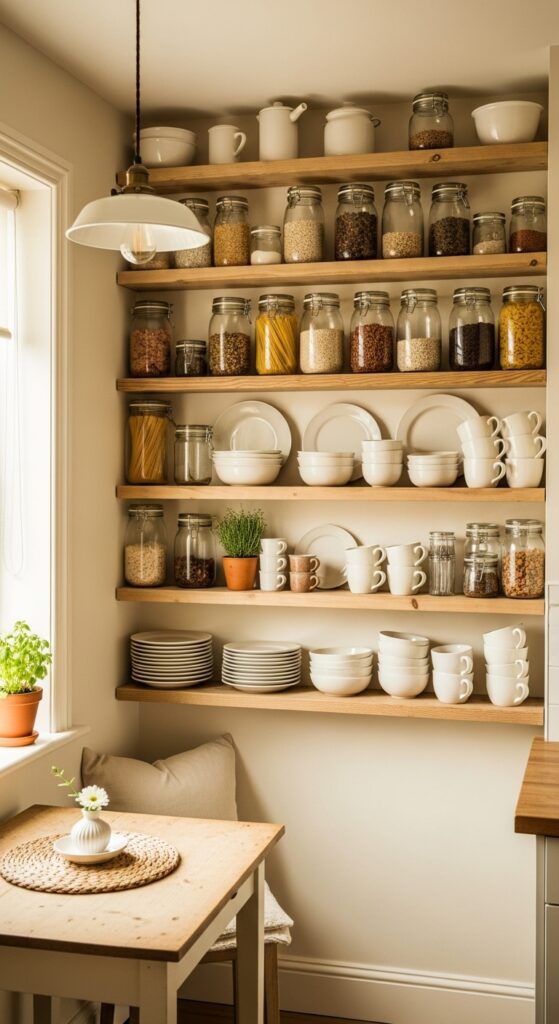 Cottage Kitchen With Open Shelving Focus
