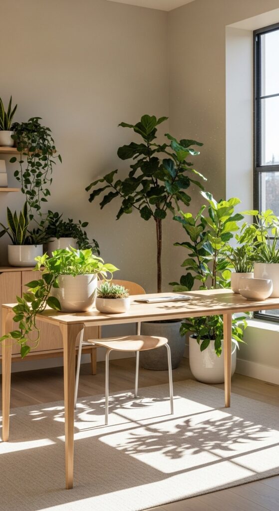 22 Organic Modern Office Decor Styling with Natural Touch 8 Greenery That Brings Life to Your Office 2