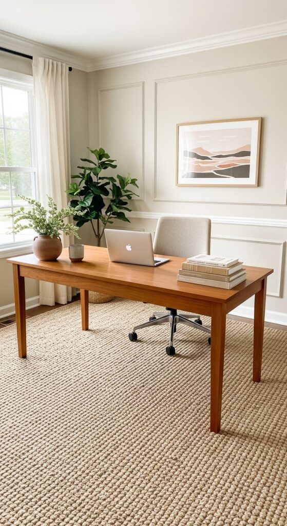 22 Organic Modern Office Decor Styling with Natural Touch 7 Grounded Workspaces with Natural Rugs