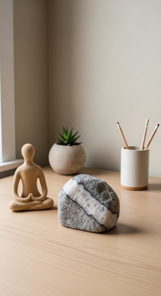 22 Organic Modern Office Decor Styling with Natural Touch 10 Handcrafted -Decor -with- Stone- and- Clay