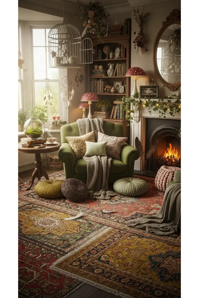 10 Victorian Fairycore Decor Hacks That Make Your Home Feel Like a Storybook! 5 Layered Persian and Floral Rugs