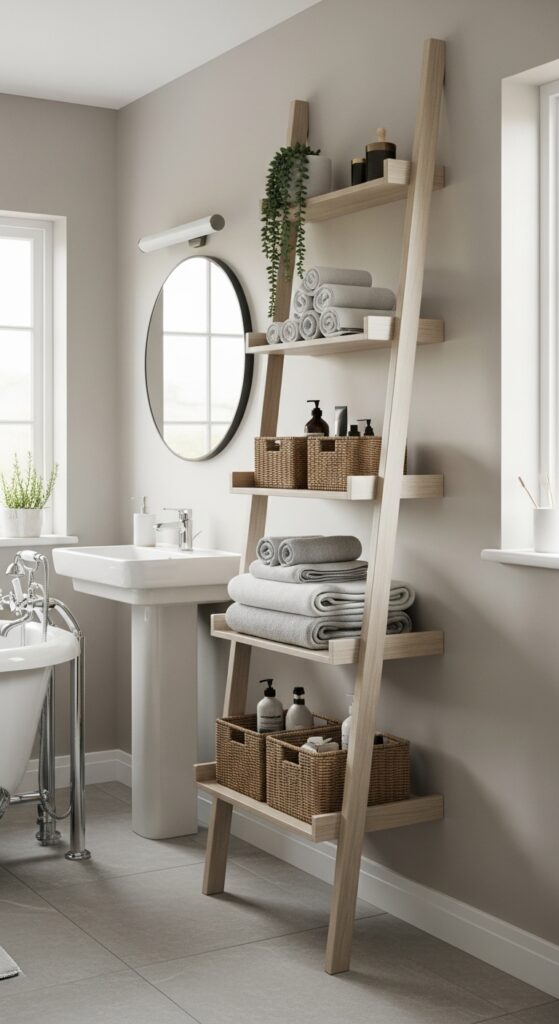 Genius Small Bathroom Storage Solutions You Must See! 9 Leaning Ladder Shelves for Vertical Storage