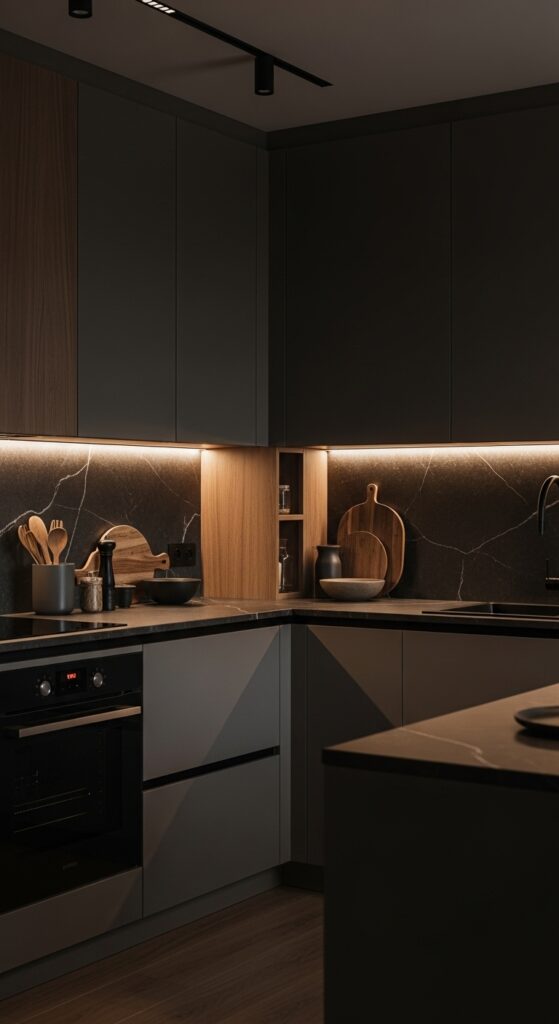 20 Moody Kitchen Decor Ideas You Won’t Stop Scrolling 12 Low Contrast Dark Kitchens