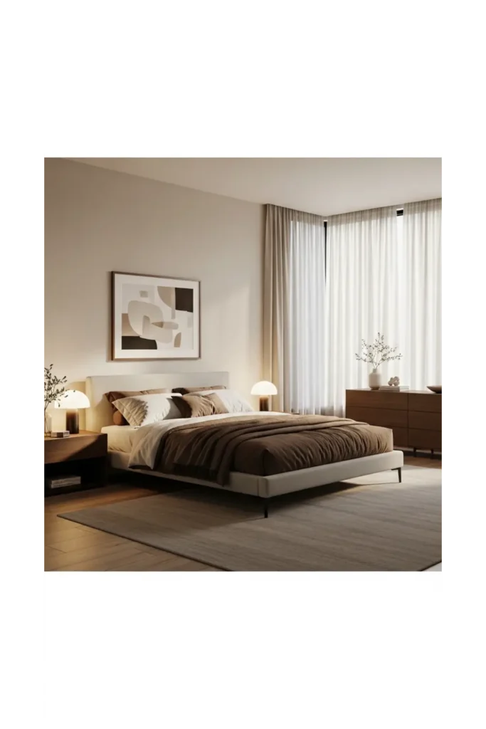 11 Gorgeous Mocha Tones for a Cozy Bedroom Retreat 9 Modern Mocha with Clean Lines