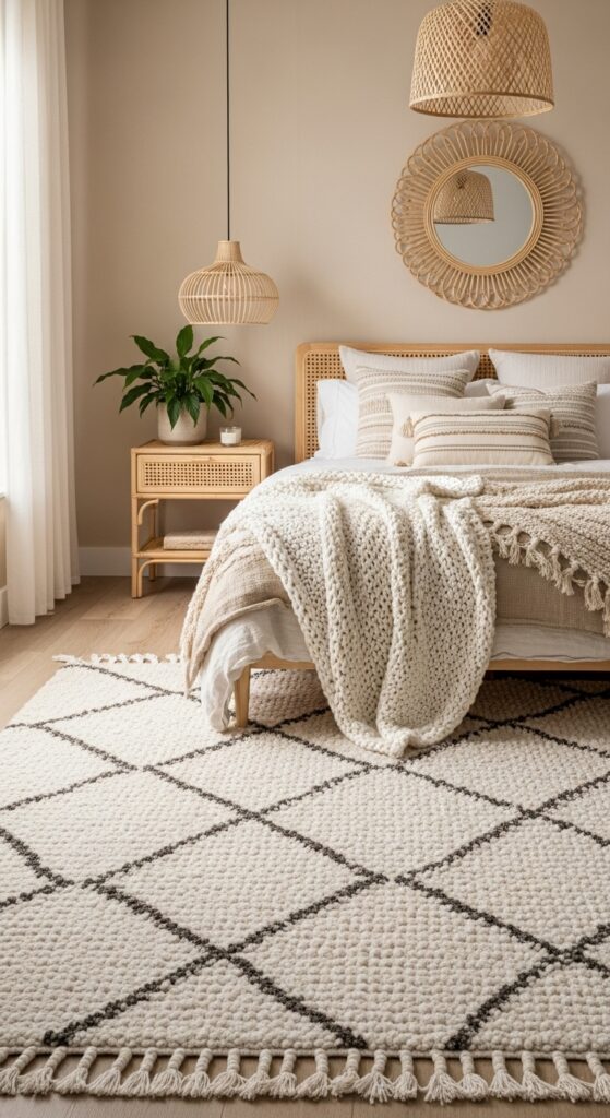 25 Modern Beige Bedroom Ideas for a Warm and Sophisticated Look 9 Neutral Beige Bedroom With Woven Textures