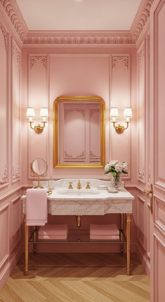 Pink Bathroom Designs That Prove Color Is a Superpower 4 Romantic Parisian Pink Powder Room