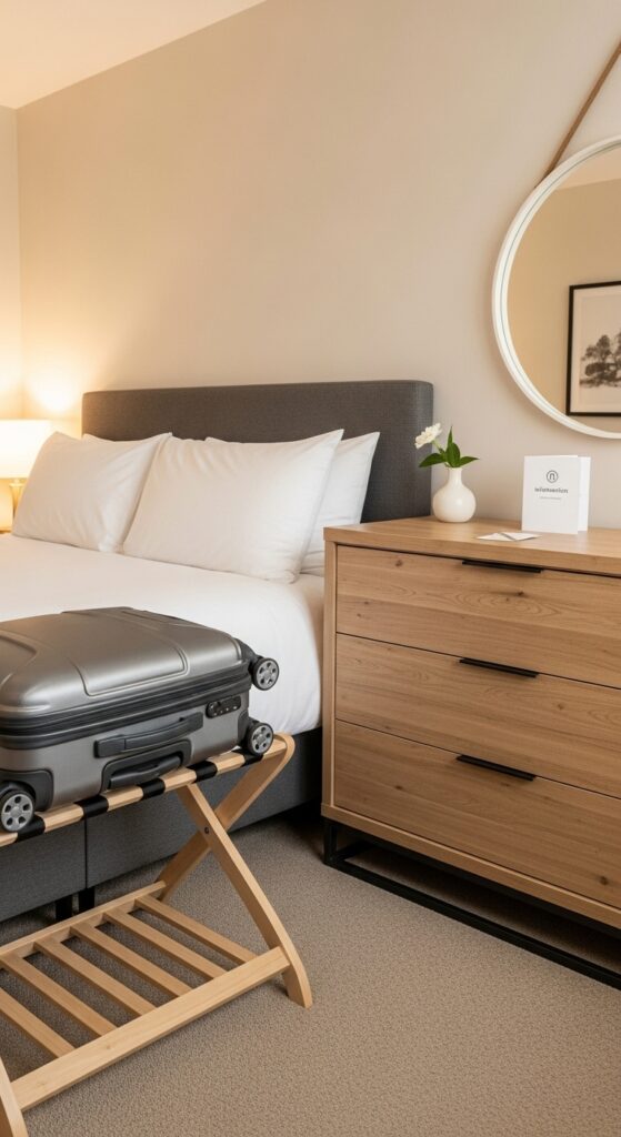 17 Guest Bedroom Decor Ideas That Feel Hotel-Worthy 17 Simplified Storage for Guest Ease