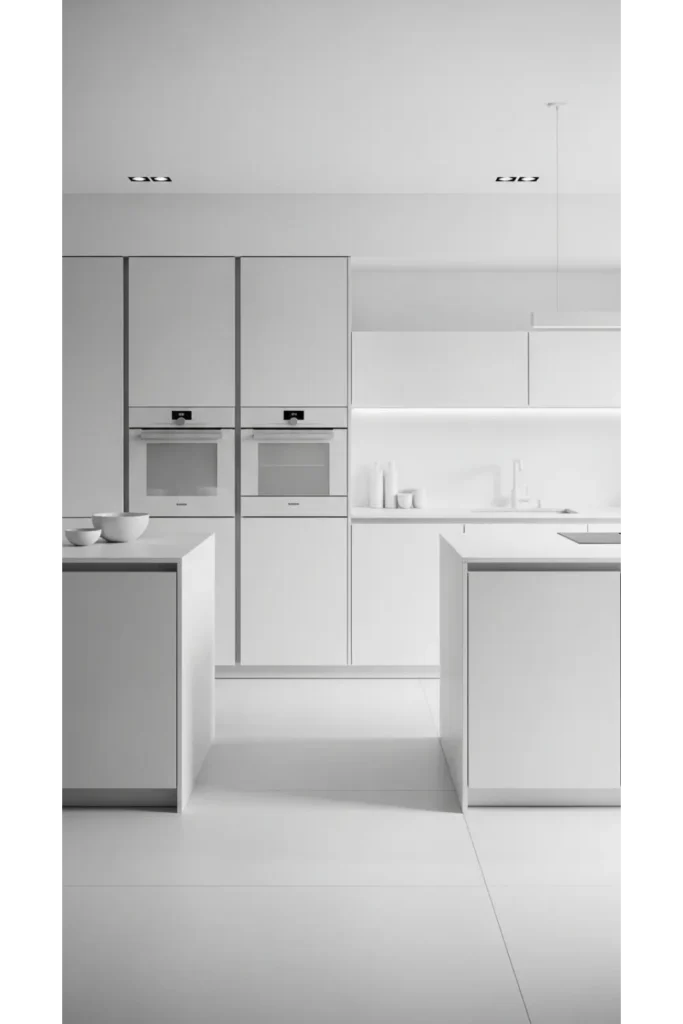 Modern white kitchen with minimalist design