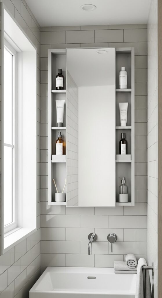 Genius Small Bathroom Storage Solutions You Must See! 14 Slim Mirrored Cabinets With Side Storage