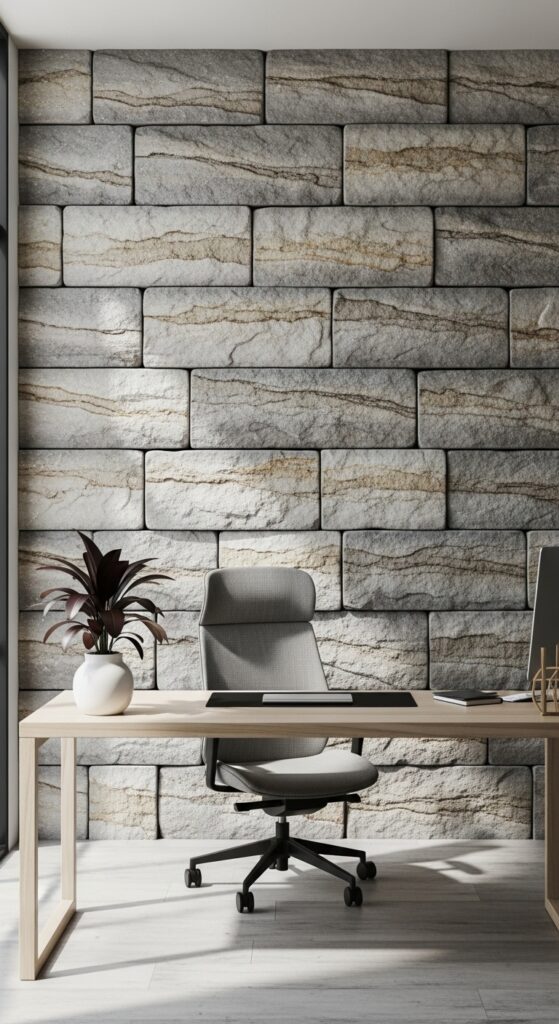 21 stone and wood office design accents with natural vibes 8 Stone and Wood Balance in Work Zones