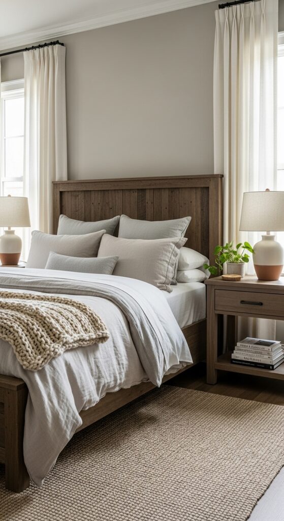 17 Guest Bedroom Decor Ideas That Feel Hotel-Worthy 5 Warm Wood Accents