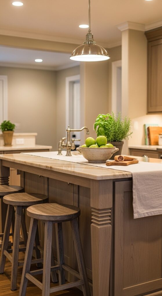 Warm neutral kitchen island