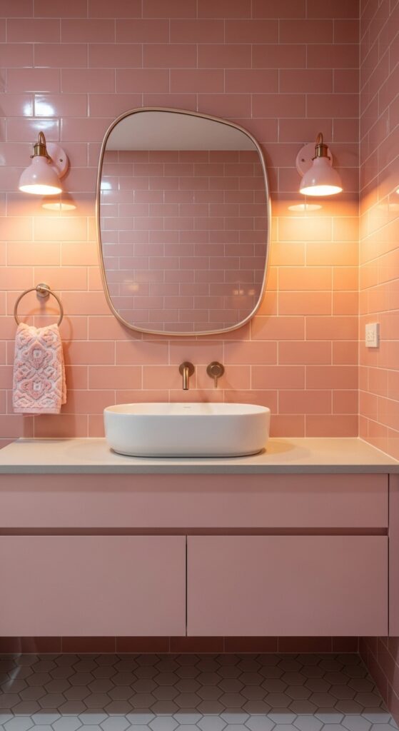 Pink Bathroom Designs That Prove Color Is a Superpower 7 Whimsical Pink Vanity Moment