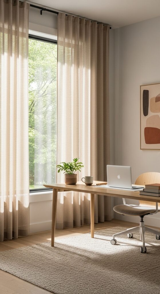 22 Organic Modern Office Decor Styling with Natural Touch 17 Window Treatments That Soften Daylight