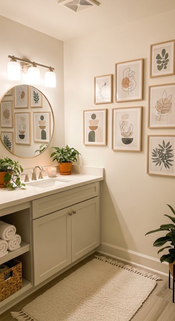 13+ Budget-Friendly Ideas for a Stunning Bathroom Makeover 13 Add Art for Personality and Warmth