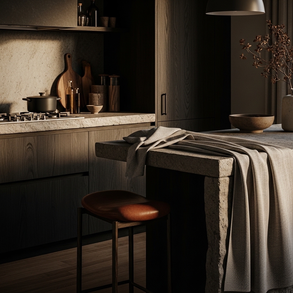 Top 20 Dark Academia Kitchen Ideas to Add Vintage Charm and Timeless Elegance 15 Add Layers of Texture