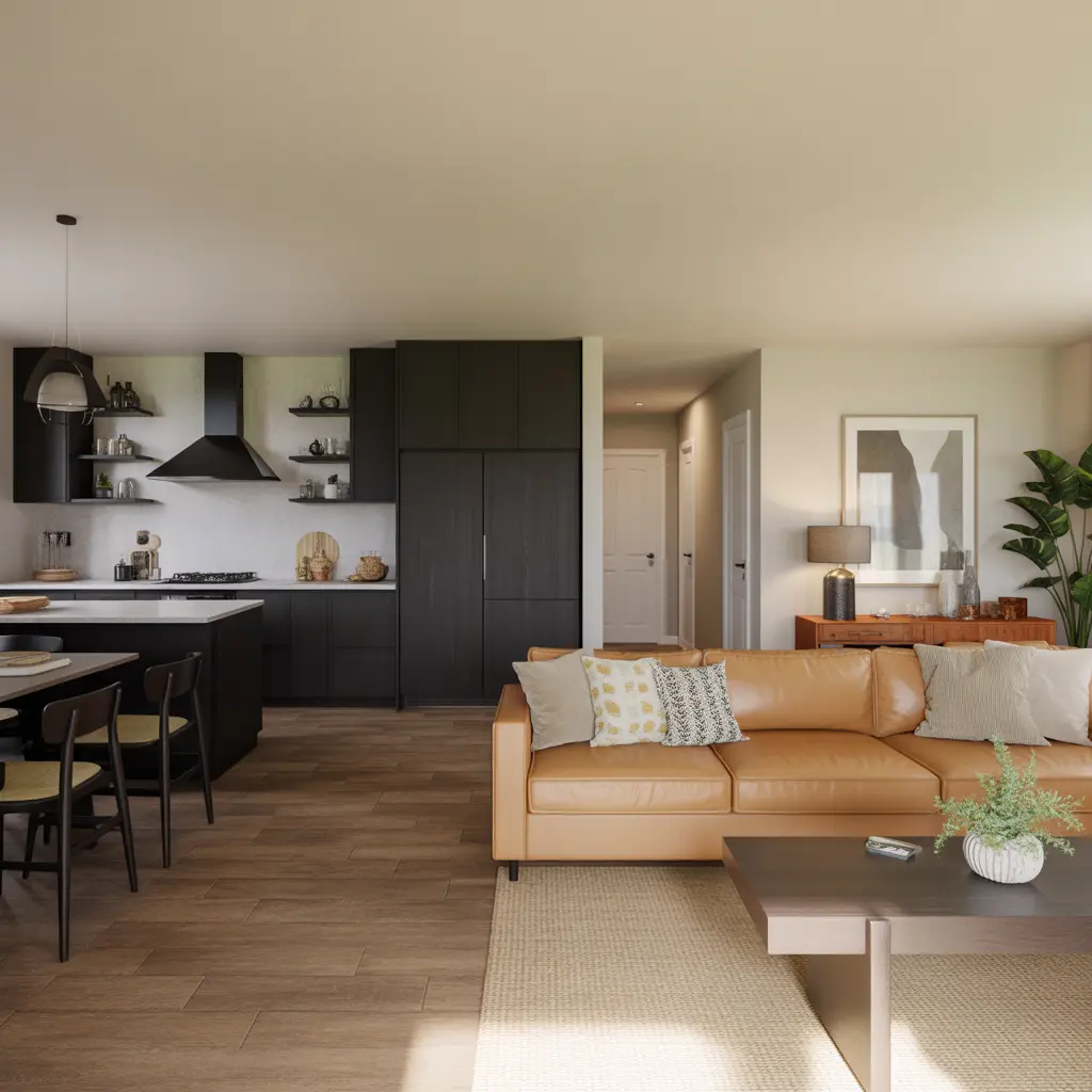 18 Black and Tan Living Room Ideas for Timeless, Sophisticated Comfort 19 Balanced Open Concept Flow