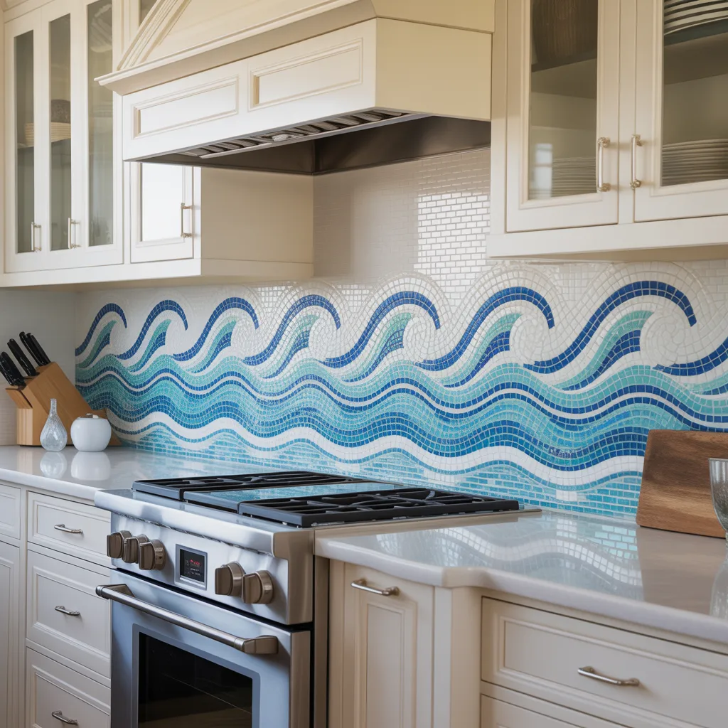 Beach Themed Tile Backsplash