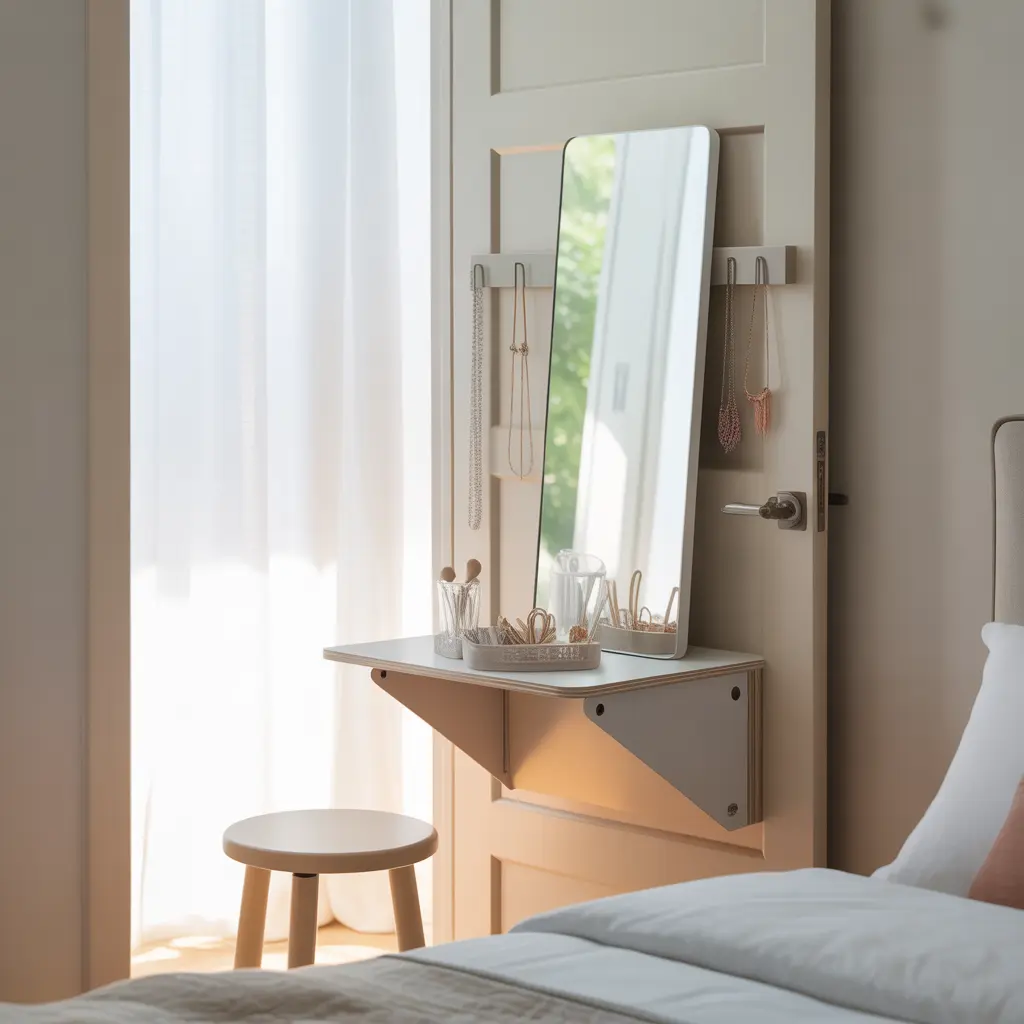 How to Create a Vanity Nook in Small Bedroom (So Chic!) 5 Behind the Door Surprise