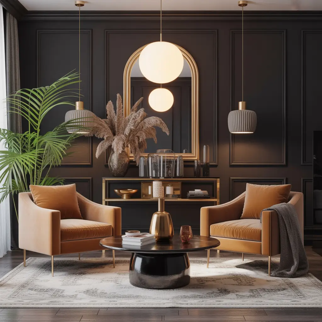 18 Black and Tan Living Room Ideas for Timeless, Sophisticated Comfort 4 Black Accent Wall Elegance