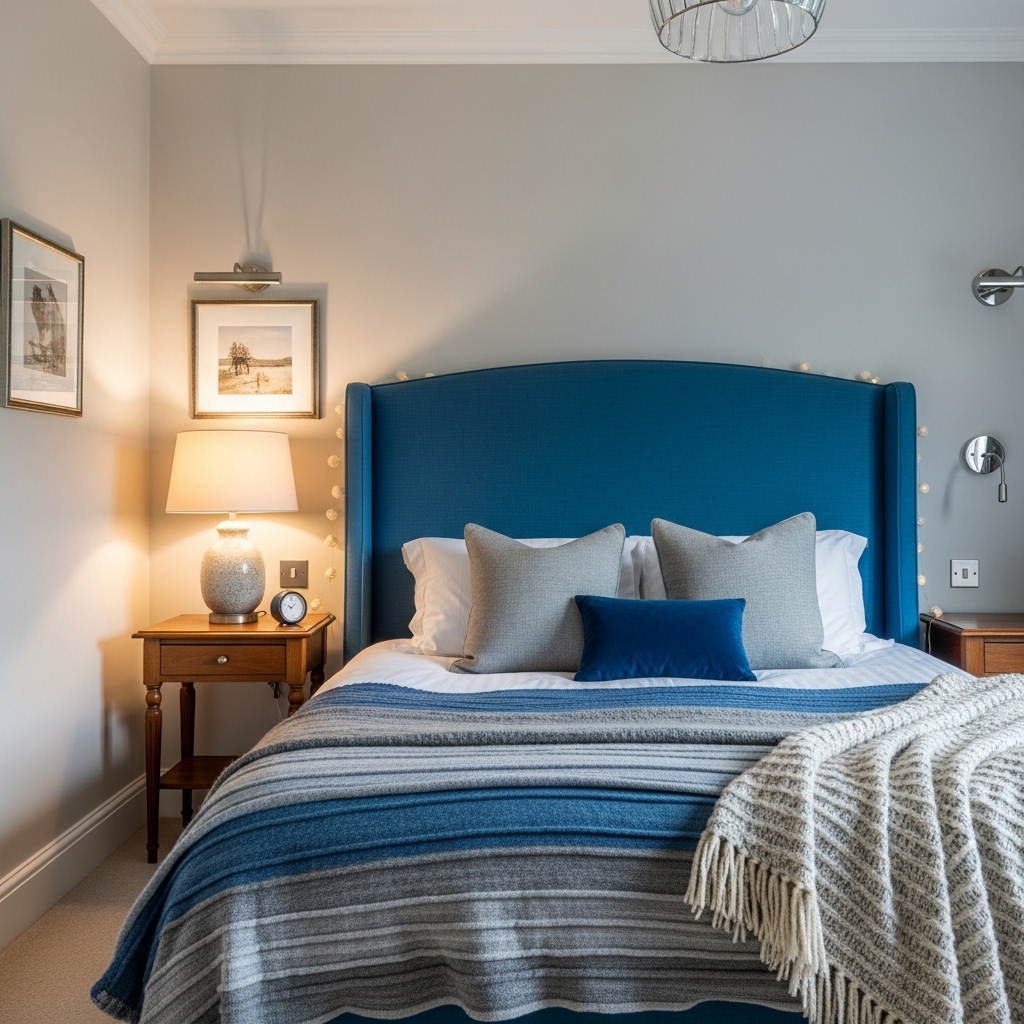 Classic Boys Bedroom Ideas That Never Go Out of Style 8 Blue Upholstered Headboards With Textured Throws