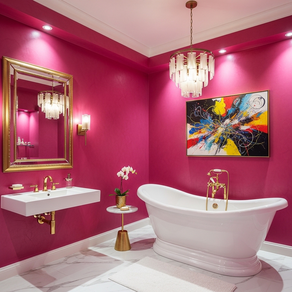 29 Enchanting Girly Bathroom Decor Ideas for a Whimsical Touch 6 Bold Fuchsia Fusion