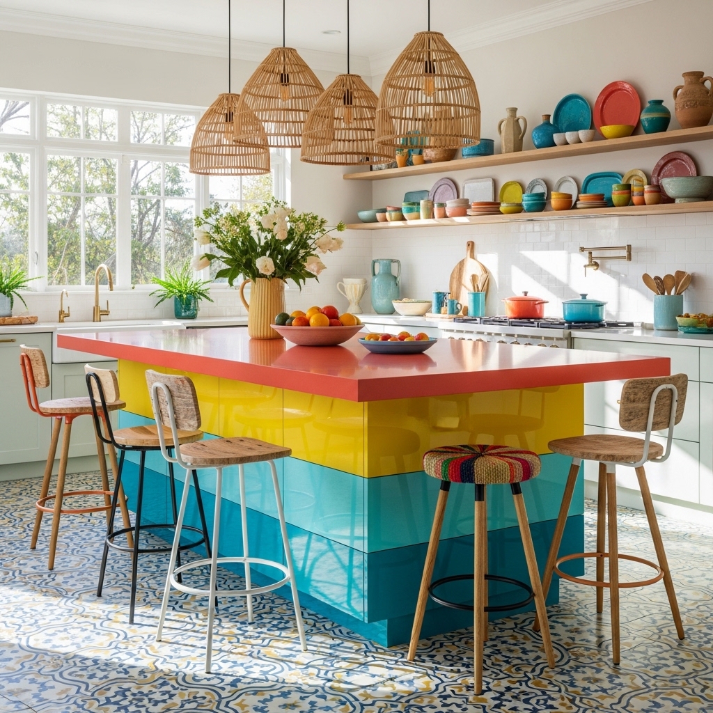 17 Bright Eclectic Kitchens That Make a Bold Statement 2 Bright and Bold Island Charm
