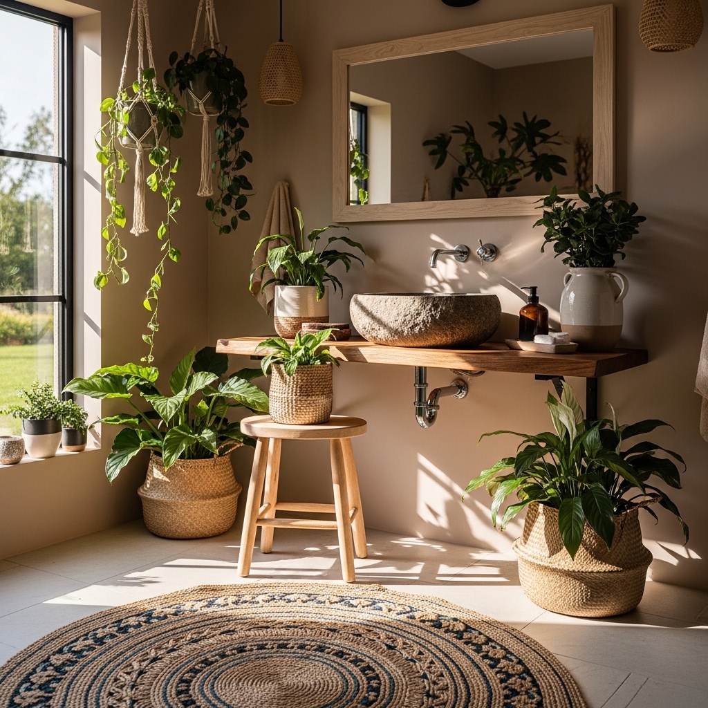 Bright boho bathroom 