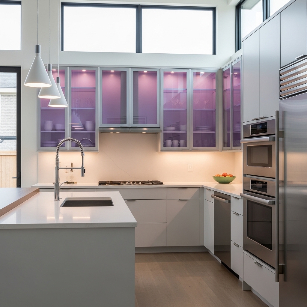  Contemporary Lavender Glass Cabinet Doors