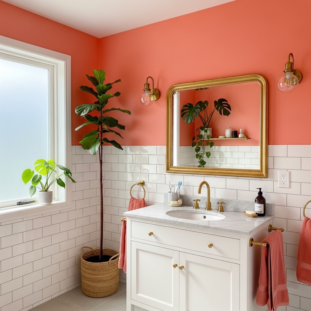 29 Enchanting Girly Bathroom Decor Ideas for a Whimsical Touch 13 Coral Charm