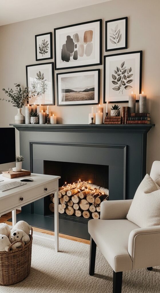 Cozy Up Your Workspace with a Faux Fireplace