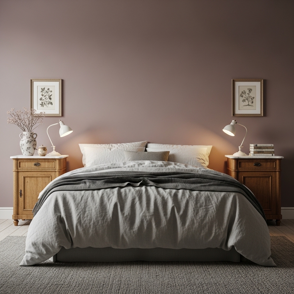 14 Purple Bedroom Ideas with Stylish Charm 7 Dusty Purple Bedroom with Subtle Elegance