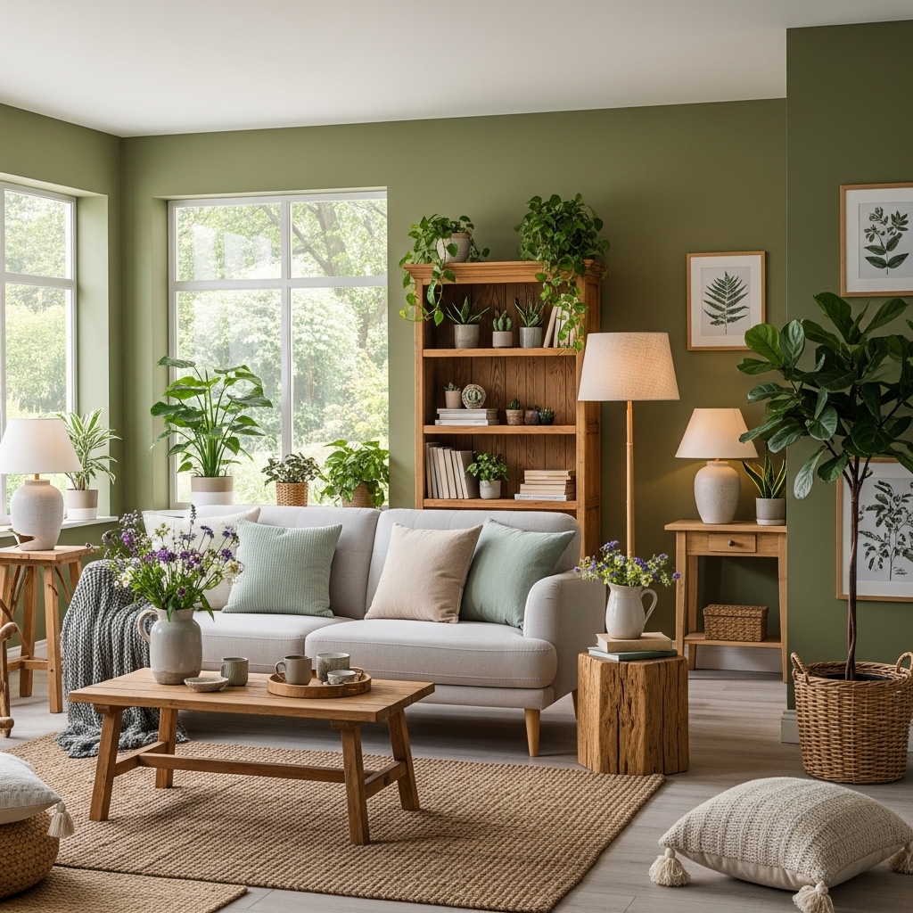 24 Stunning Living Room Paint Color Ideas That Pair Perfectly with Off White Furniture! 11 Earthy Olive Green