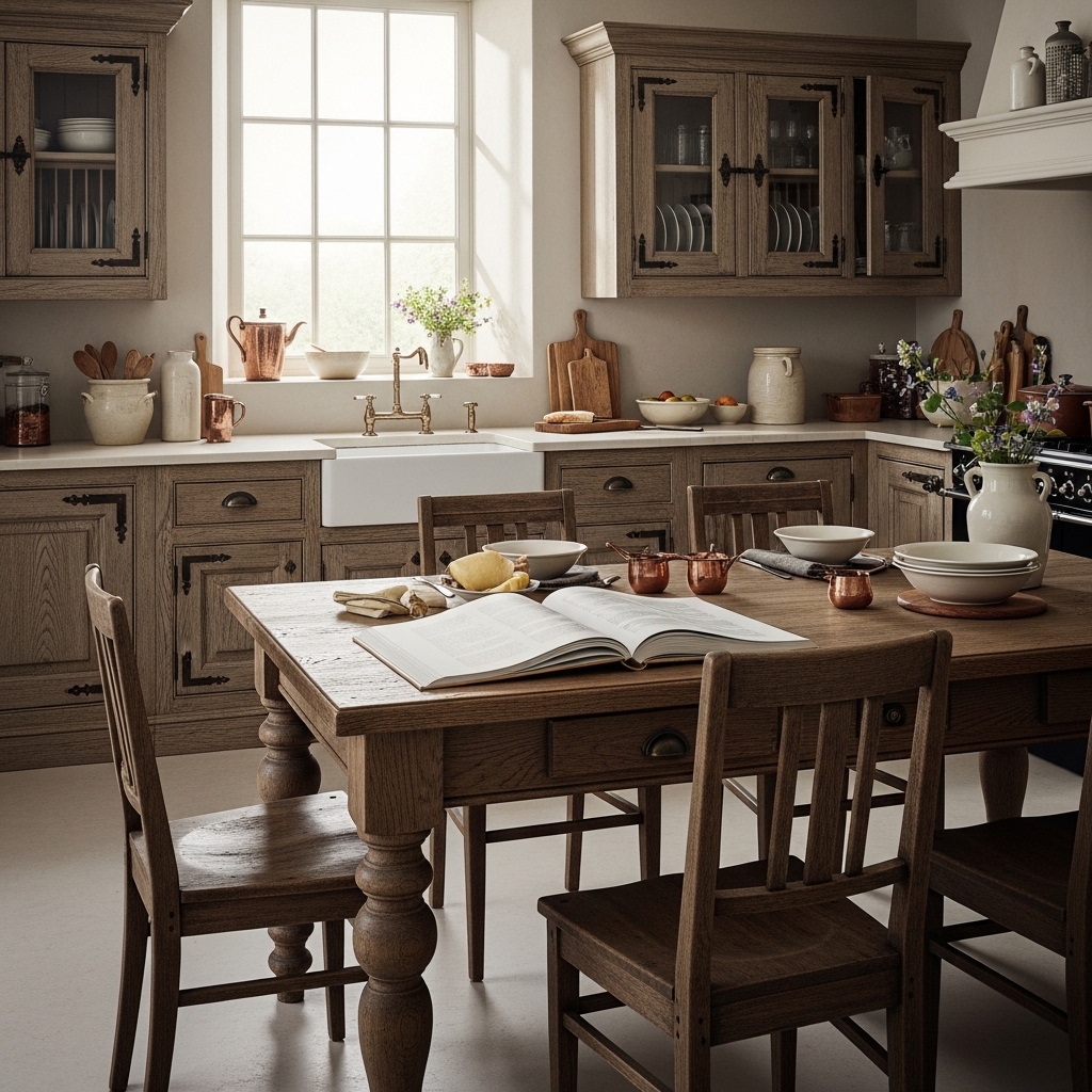 Top 20 Dark Academia Kitchen Ideas to Add Vintage Charm and Timeless Elegance 3 Embrace Vintage Furniture