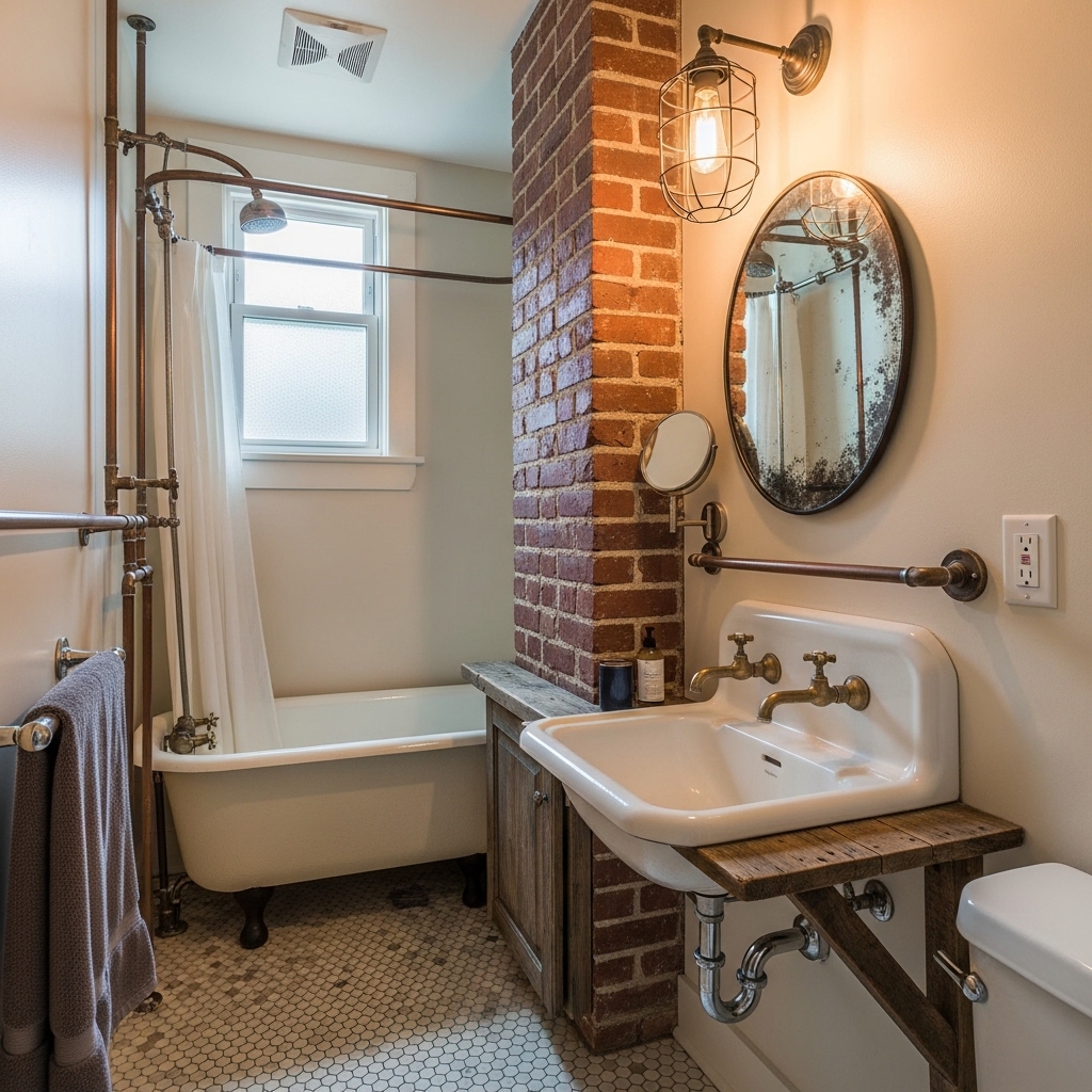 23 Small Victorian Bathroom Designs: Period Charm Meets Modern Function 8 Exposed Plumbing Creating Character in a Diminutive Victorian-Era Water Closet
