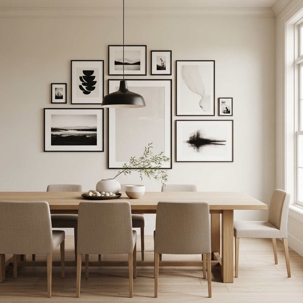 16 Neutral Dining Room Decor Ideas for Modern Homes 14 GALLERY WALL