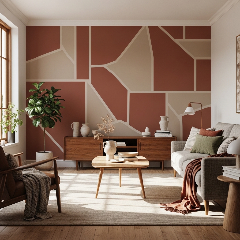 14 Modern Contemporary Living Room Ideas to Add Personality 3 2. Geometric Drama with Earthy Warmth