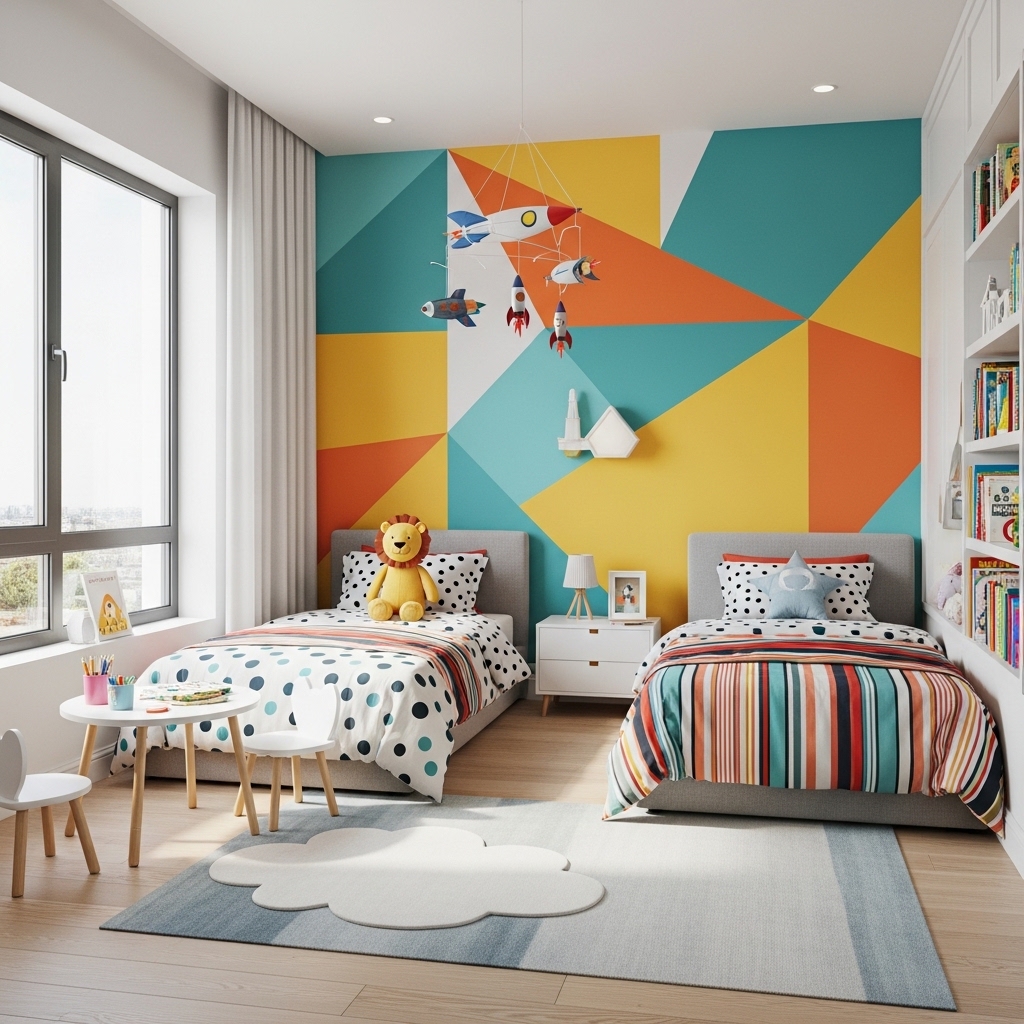 19 Kids Bedroom Ideas: Creative & Fun Designs You’ll Love 11 Go Bold with Geometric Patterns and Vibrant Accents