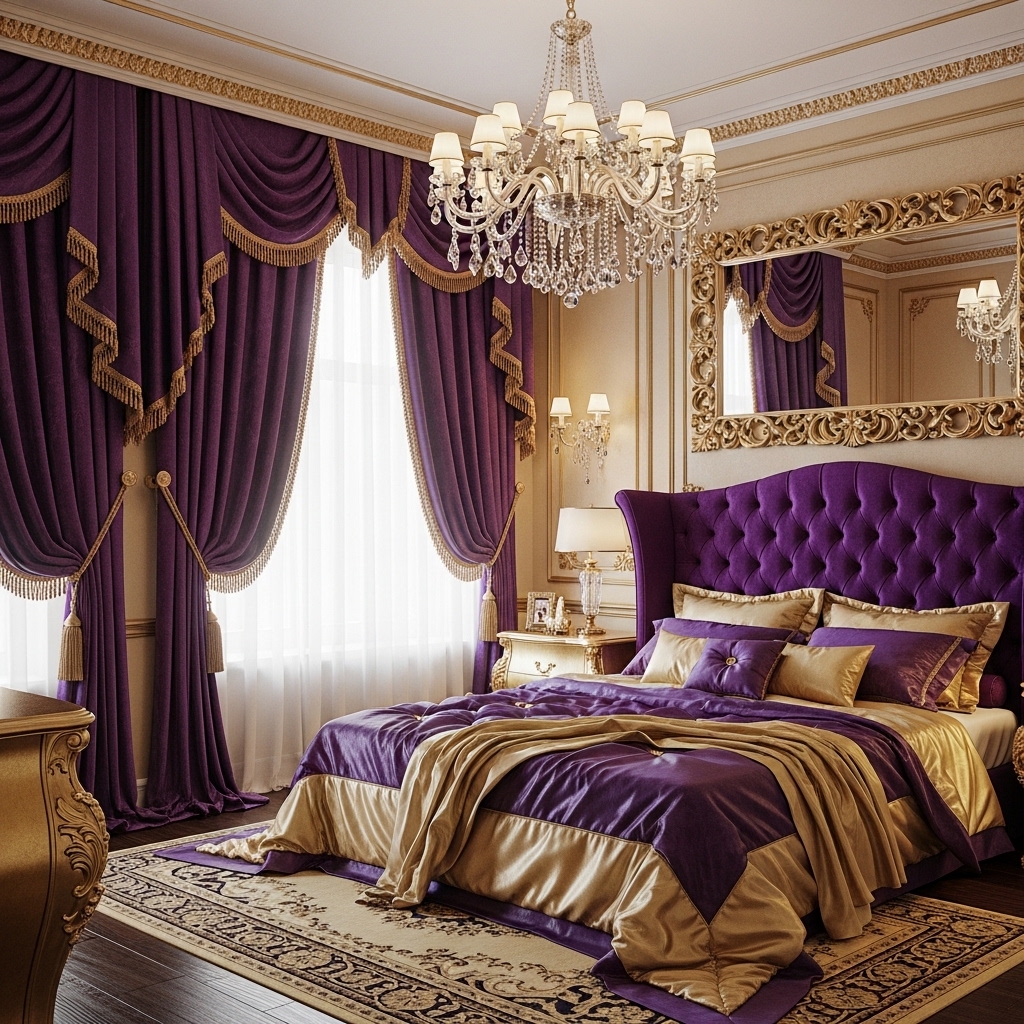14 Purple Bedroom Ideas with Stylish Charm 14 Gold and Purple Bedroom with Royal Elegance