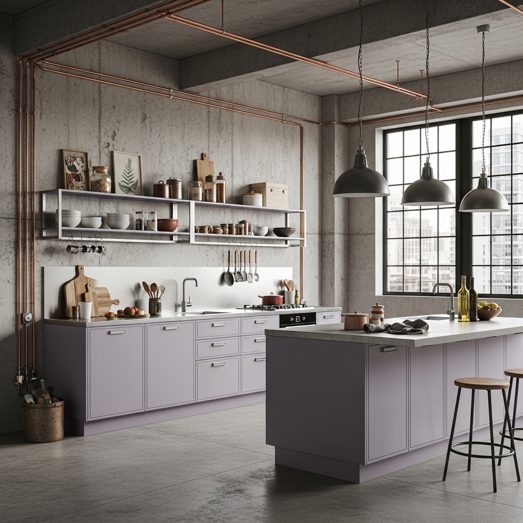 Industrial Kitchen With Lavender Details