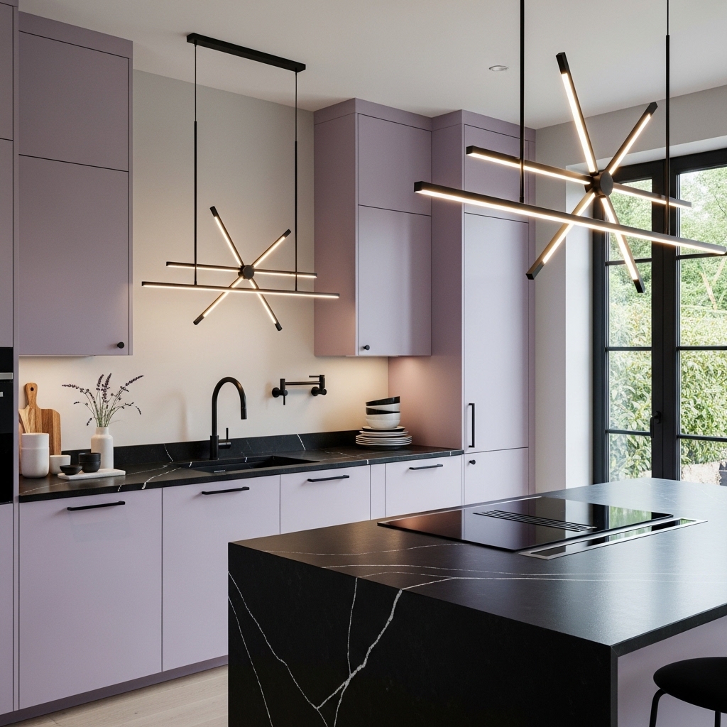 Lavender Kitchen With Black Accents