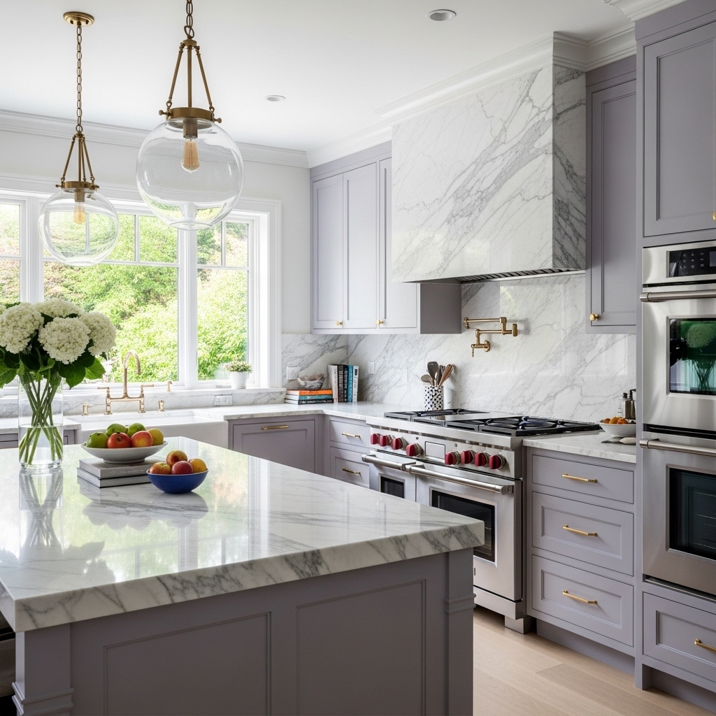 Lavender and Marble Kitchen Combination