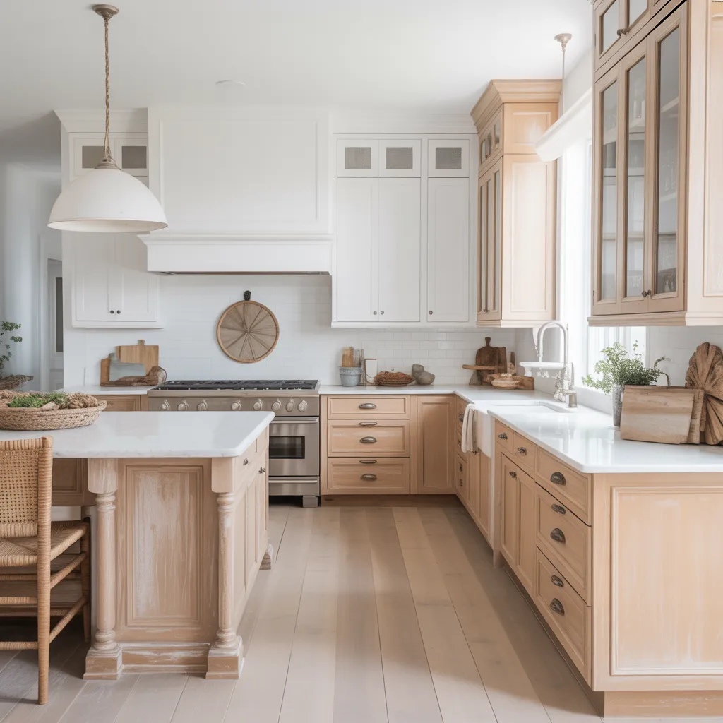Light Wood Cabinetry and White Accents