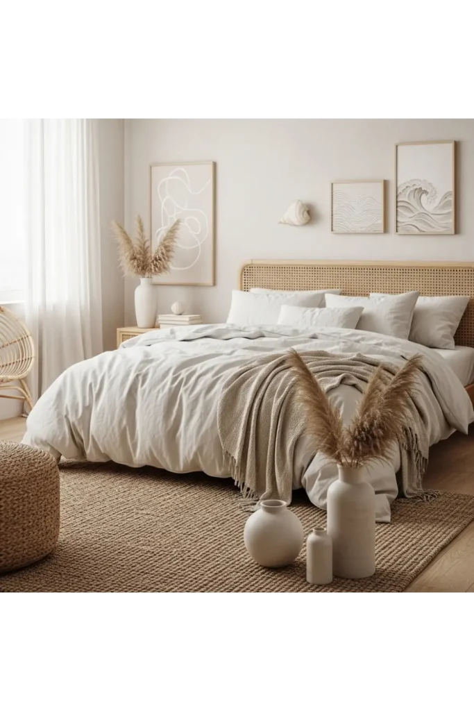 21 Boho Coastal Bedroom Ideas That Capture the Spirit of Coastal Bohemia 7 neutral coastal boho bedroom