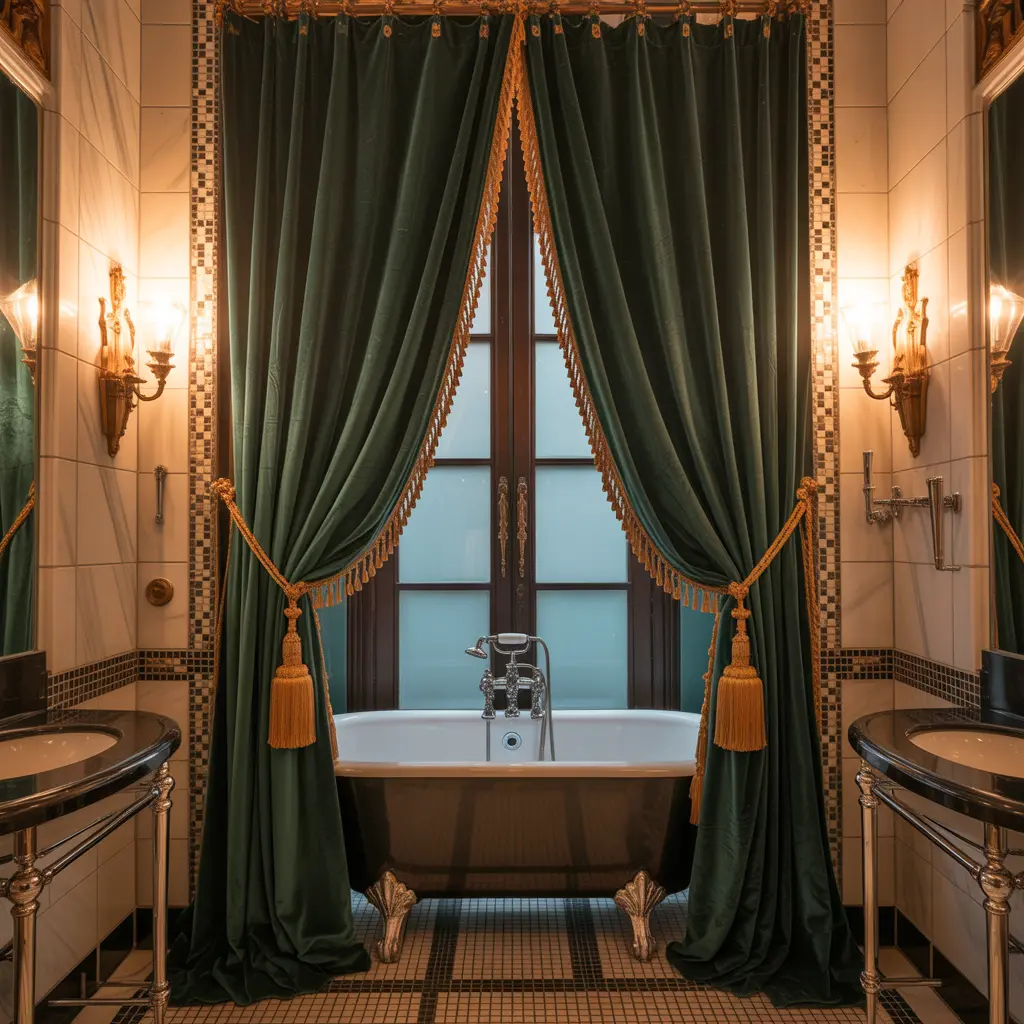 Lavish 1920s Bathroom Ideas Dripping In Elegance 9 Lush Drapery and Textiles