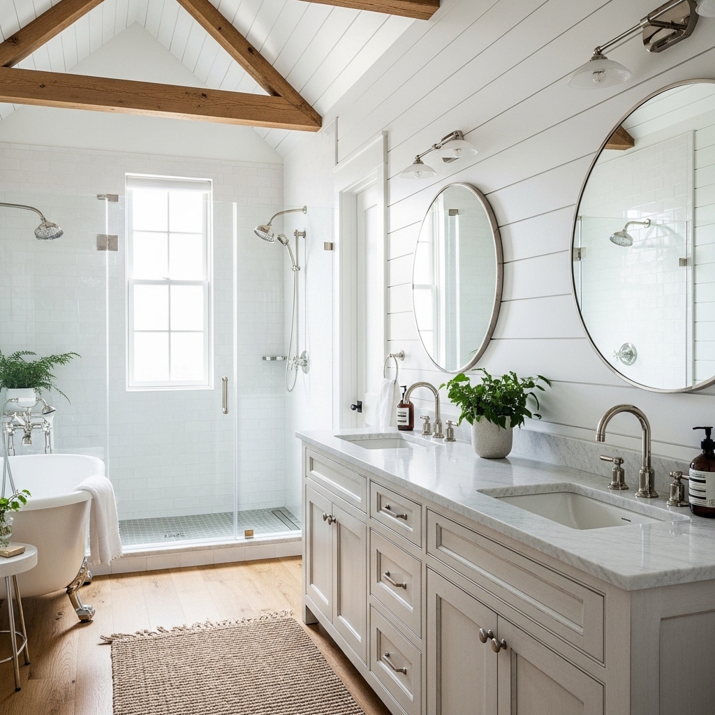 14 Stunning Joanna Gaines Bathroom Transformations 6 Marble and Shiplap Luxury Update