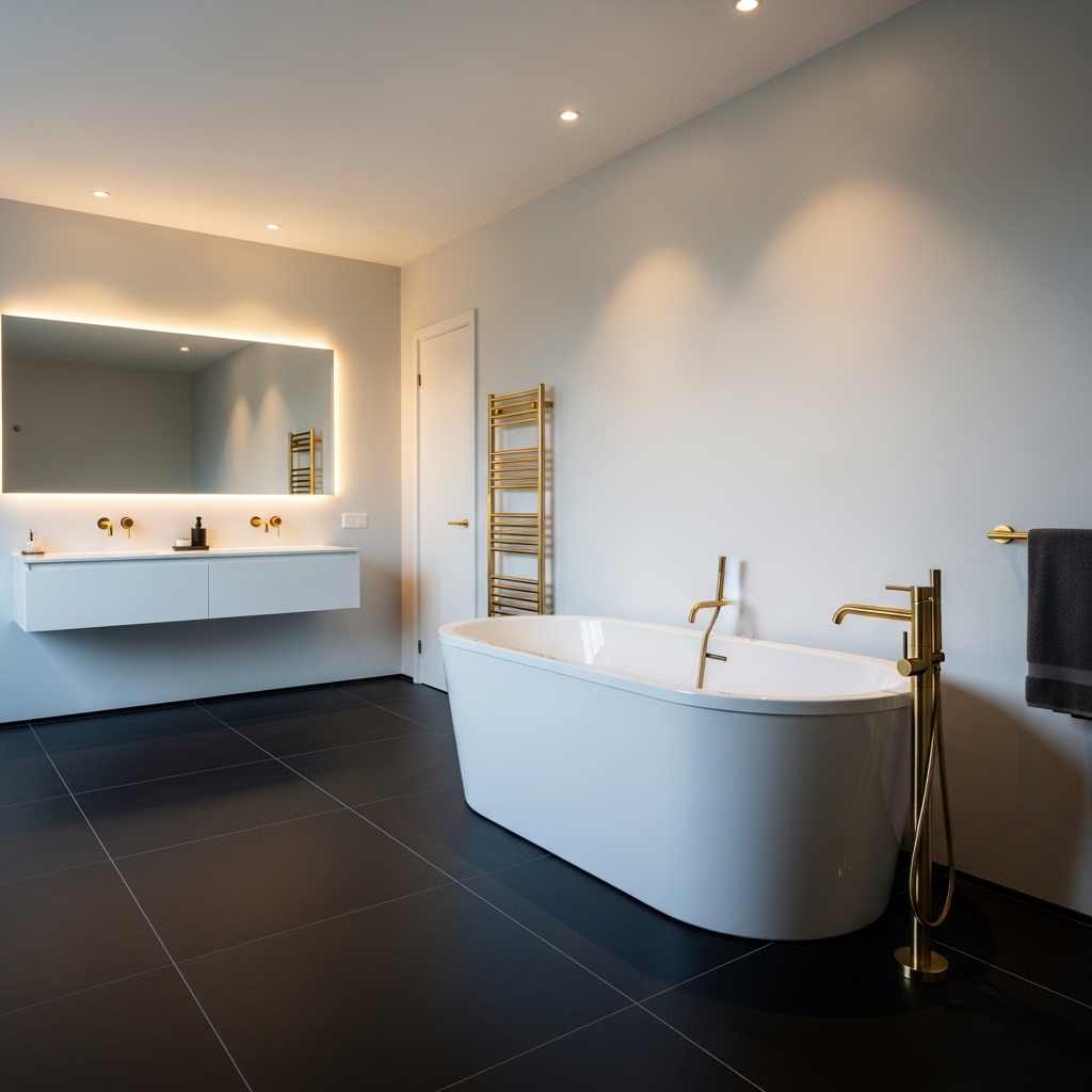 10 Stunning Bathroom Floor Tile Ideas You’ll Love 9 Matte Black Tiles