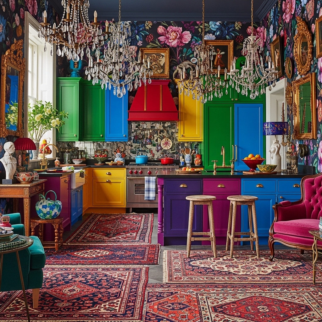 17 Bright Eclectic Kitchens That Make a Bold Statement 18 Maximalist Floral Fantasy